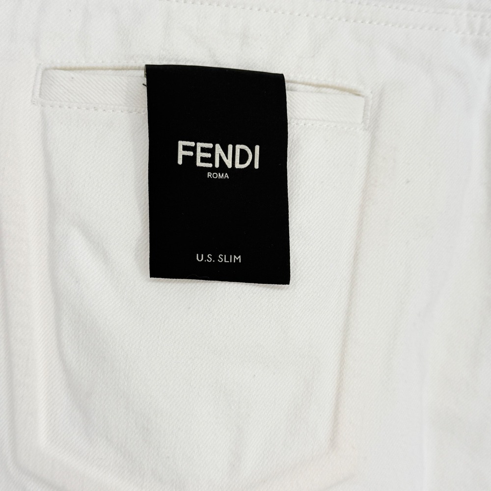 Fendi Roma Mens Size 33x34 Off White Slim Fit Jeans Italy Embossed logo - Picture 7 of 16